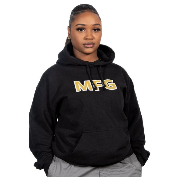 MFG Yellow Letters White Outline Hoodie - Picture 1 of 2